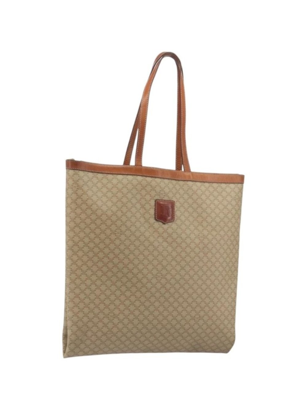 CELINE Macadam Tote Bag PVC Leather Beige Brown